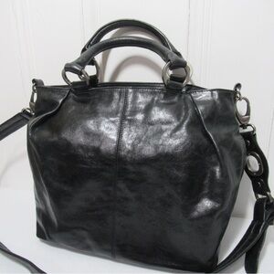 HOBO International Black Leather Satchel Handbag